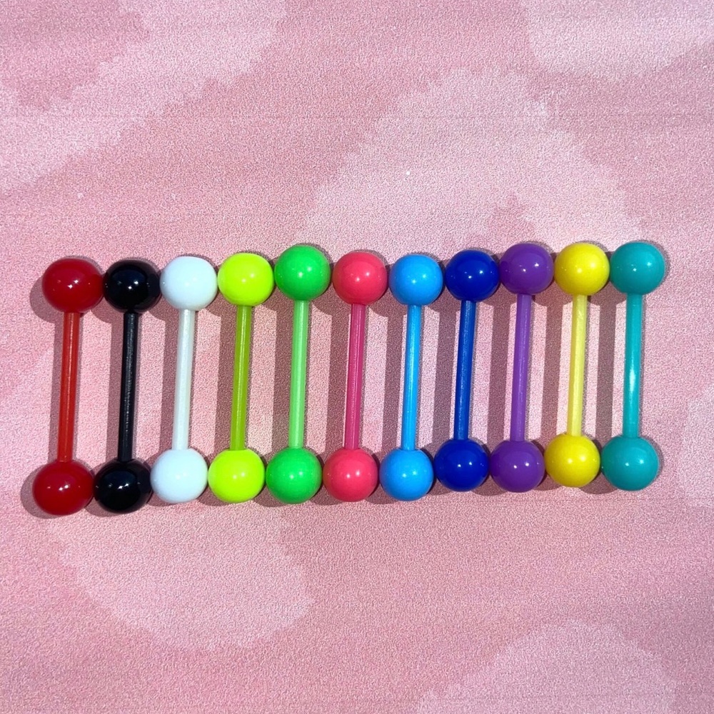 (2 pieces) 14G Acrylic Nipple, Tongue Piercing Barbell Rings, Body Jewelry